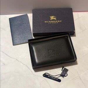 Burberry Black Embossed Leather Card & Key Holder